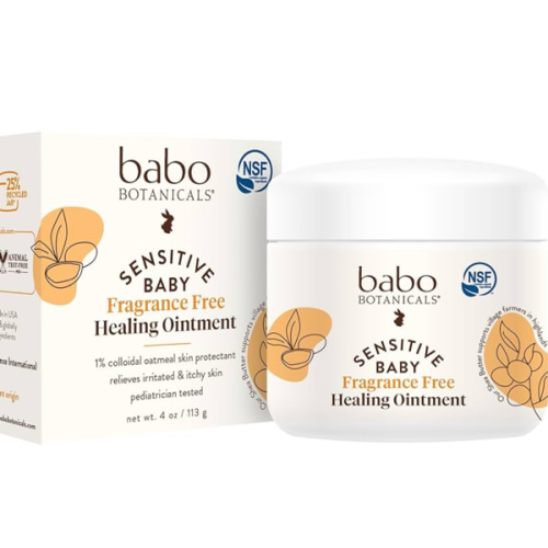 Babo Botanicals Sensitive Baby Fragrance-Free All Natural Healing Ointment - 99% Organic & 1% Colloidal Oat - Steroid-Free - NSF Certified - for Eczema, Irritated/Itchy Skin - Face, Body, Diaper Area