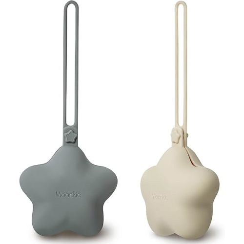 Moonkie Silicone Pacifier Holder Case, Cute Portable Pacifier Storage Case, 2 Pack