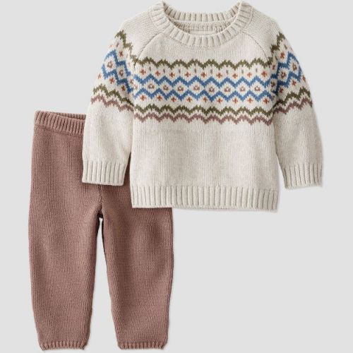 Little Planet By Carter's Organic Baby Boys' 2pc Sweater Set - Brown/Cream 24M