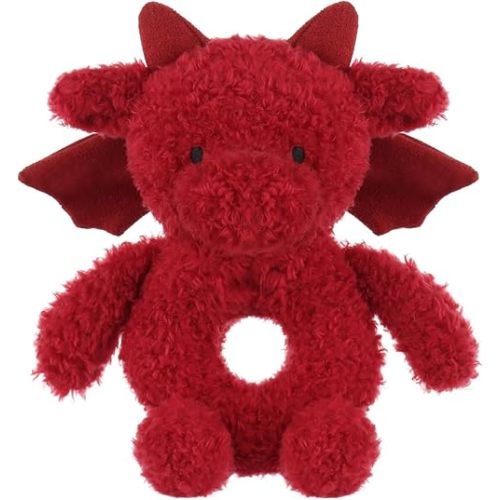 Apricot Lamb Baby Lovey Red Dragon Soft Rattle Toy, Plush Stuffed Animal for Newborn Soft Over 0 Months