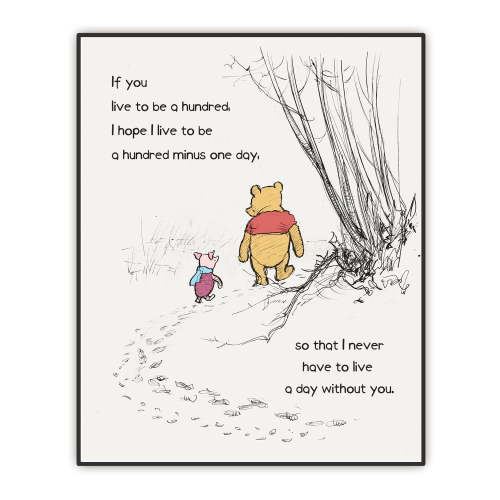 Winnie Classic Wall Art - the Pooh Quote Artwork - Nursery Wall Decor - If you live to be a hundred - Love and Friendship Unframed Print (8"x10")