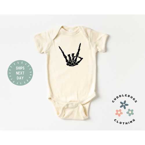 Rock and Roll Baby ONSIES® Brand Bodysuit - Skeleton Hand Baby Bodysuit - Punk Rock - Goth Baby - Newest Band Member - Baby Shower Gift