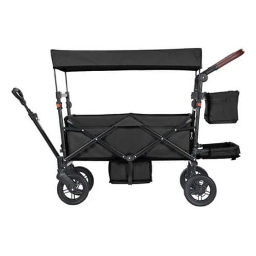 KFFKFF Wagon Stroller for 2 kids, All-Terrain Stroller Wagon with Detachable Canopy, Parent Organizer, Adjustable Handlebar, Large Capacity Storage Bag, Black