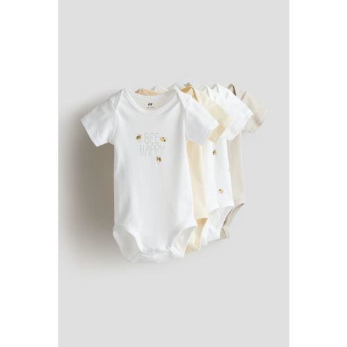 5-pack Cotton Bodysuits, Envelope Neck