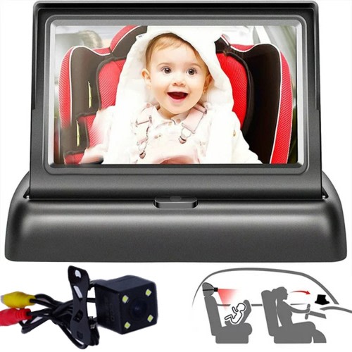 Baby Car Mirror 4.3'' HD Night Vision Function Car Mirror Display Safety Car Seat Mirror Camera
