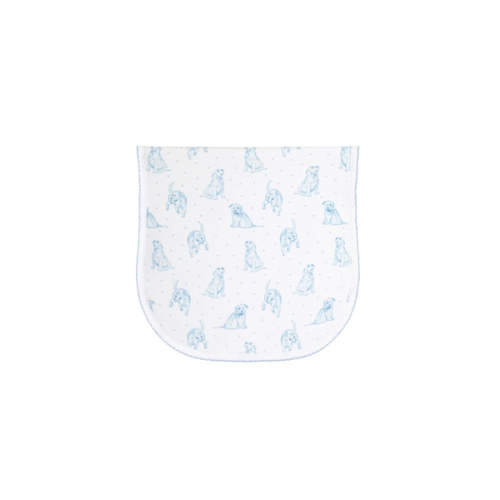 Blue Puppy Love Print Burp Cloth