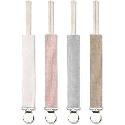 Pacifier Clip for Baby Boy and Girl, Linen Soft Fabric Strap, Pacifier Leash Holder Binky Clip, Striped Soothie Holder Unisex