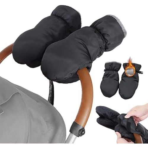 Stroller Gloves, Baby Stroller Finger Gloves, Hand Muff for Cold Weather, with Detachable Finger Gloves, Universal Ultra-Plush Winter Stroller Mittens for Baby Parents, for Winter & Rainy Days