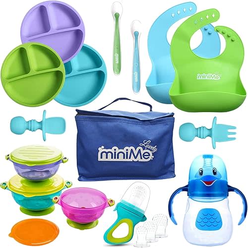 Baby Feeding Set, Silicone Suction Plates Bibs Spoons, Toddler Eating Utensils, Dish Supplies, Suction Bowls, Sippy Cup, Food Feeder