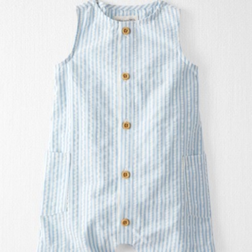 Baby Seersucker Button-Front Romper Made with Organic Cotton