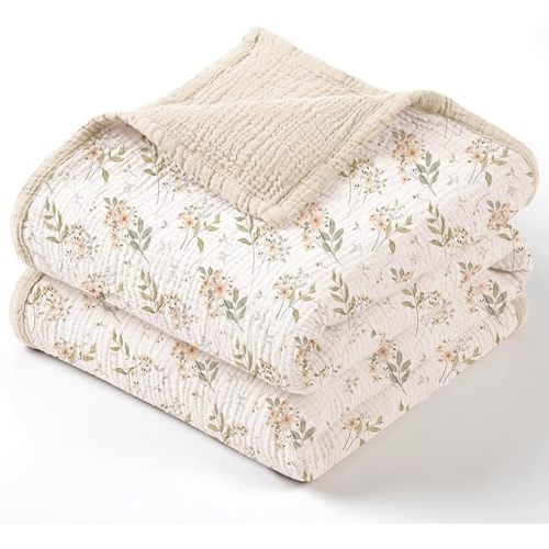 lulumoon Muslin Quilt Blanket (Ivory Flower)