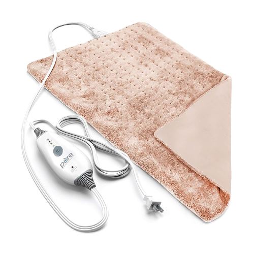Pure Enrichment PureRelief Deluxe Heating Pad (12" x 24"), Full Body Therapy Pad with 4 InstaHeat Settings, Soft Machine-Washable Microplush Fabric and 2-Hour Auto Safety Shut-Off (Mauve)