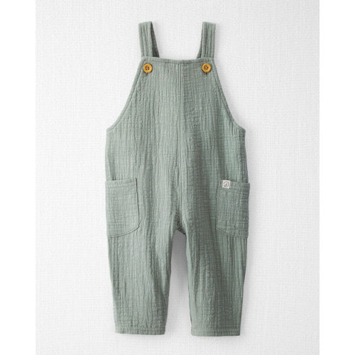 Baby Organic Cotton Textured Gauze Overalls in Sage Pond