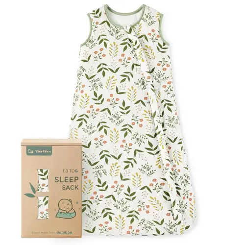 Yoofoss Rayon Made from Bamboo Baby Sleep Sack 0-6 Months 1.0 Tog Baby Wearable Blanket, Super Soft Infant Toddler Sleeping Sack 2-Way Zipper