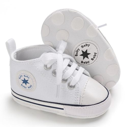 Unisex Baby Girls Boys Canvas High-top Shoes, Newborn Infant Anti-Slip Soft Sole Frist Walking Breathable Sneakers