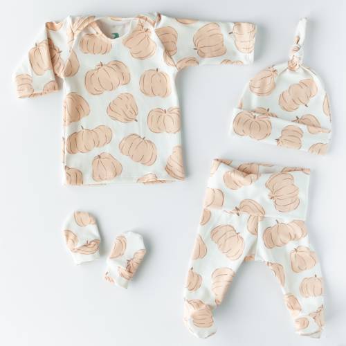 Pumpkin Baby Outfit Set Pants Shirt Hat Mittens Gender Neutral New Baby Gift Set Hospital Outfit Coming Home Fall Baby Shower Gift