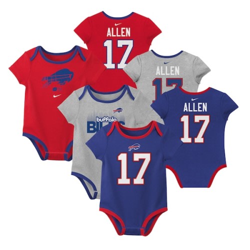 Josh Allen Buffalo Bills Nike Newborn & Infant Name & Number 3-Pack Bodysuit Set
