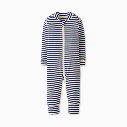 Hanna Andersson Baby 2-Way Zip Sleeper in HannaSoft - Navy/Ecru, 3-6 M