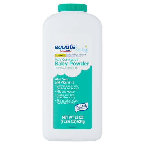 Equate Baby Pure Cornstarch Baby Powder with Aloe and Vitamin E, 22 oz HSA/FSA Eligible