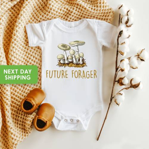 Future Forager Baby Onesie® Mushroom Baby Onesie® Vegan Baby Onesie