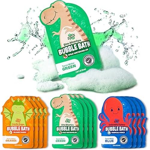 Tub Works® Magical Kids Bubble Bath, Variety 12 Pack | Creates Colorful Water & Tons of Bath Bubbles | Nontoxic | Character-Themed Bubble Bath for Kids | Green, Blue & Orange Bath Colors