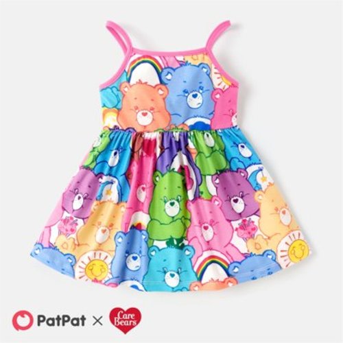 Care Bears Baby Girls Dresses Colorful Allover Print Cami Summer Dress Sizes 3-24 Months