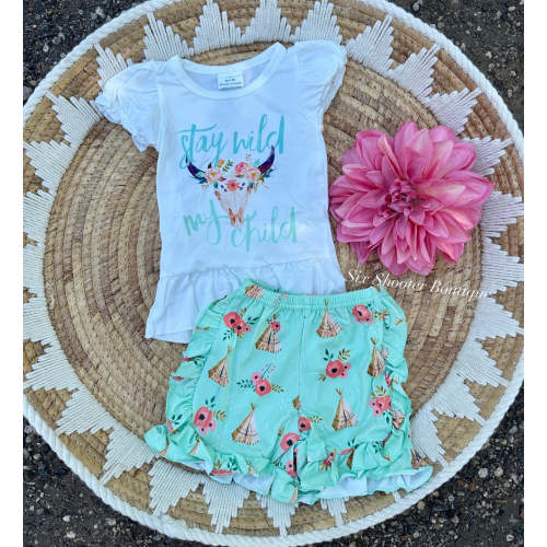 Stay wild shorts set