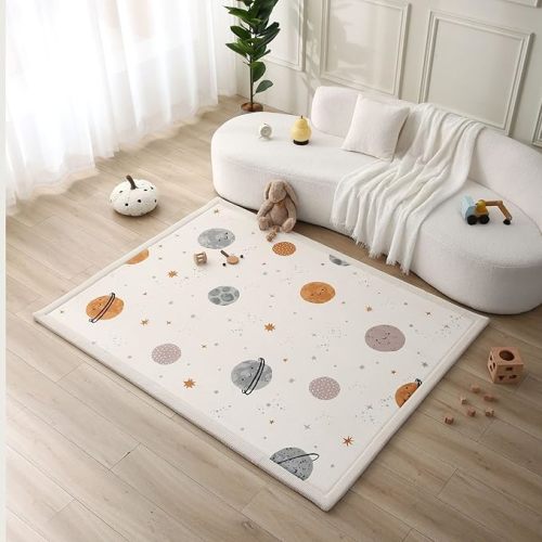 Hakuna Matte CloudSoft Baby Play Mat for Floor 60" x 80" Flowers – Coral Velvet Memory Foam Rug for Crawling & Cozy Play – Non-Slip, Water-Resistant, Easy-Care Tummy Time Mat, Playmat for Playpen