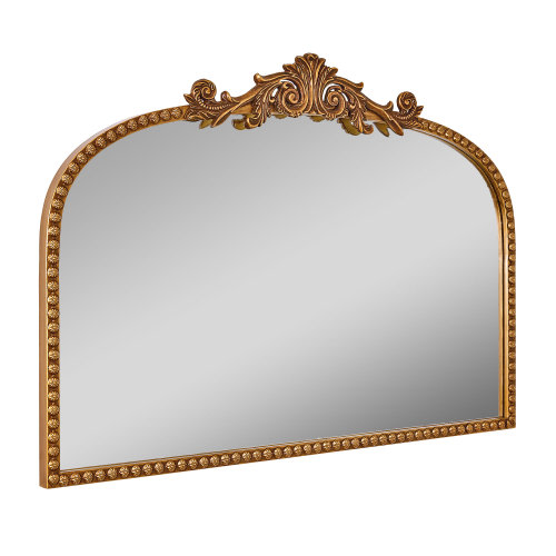 24" x 34" Filigree Arch Metal Mantle Mirror Decor in Gold