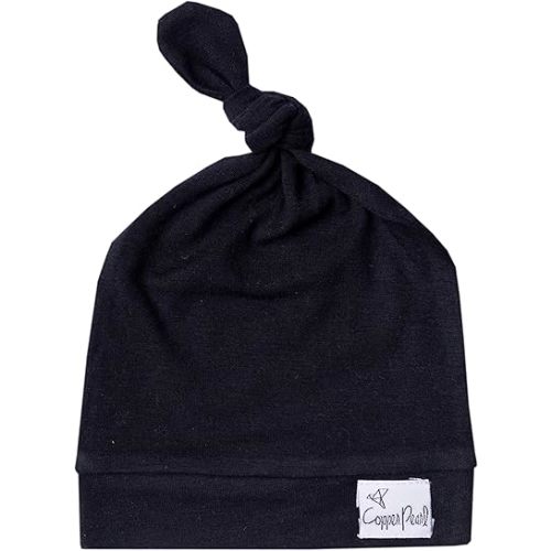 Copper Pearl Baby Beanie Hat Top Knot Stretchy Sof Midnight