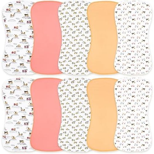 10-Pack Burp Cloths for Baby Boys and Girls - Organic Baby Burp Cloth,Baby Washcloths, Burp Rags, Large Neutral Burp Clothes for Newborn