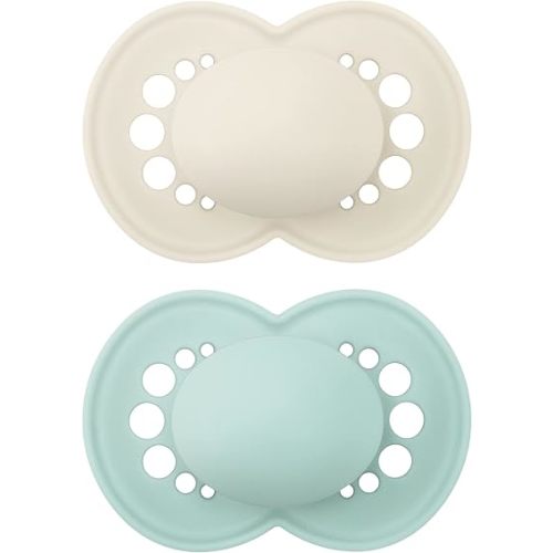 MAM Original Matte Baby Pacifiers, Binky for 6-16 Months, BPA-Free Silicone Nipple, Easy to Clean, Best for Breastfed Babies, Developed with Medical Experts, 2 Count Binkies with Sterilizer Case