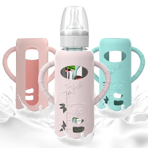 3 PCS Silicone Sleeves for Dr Brown Glass Bottles 8 oz, Compatible with Dr Browns Glass Bottles, Anti-Drop Glass Baby Bottles Sleeves with Handles, Heat-Insulating and Easy to Clean