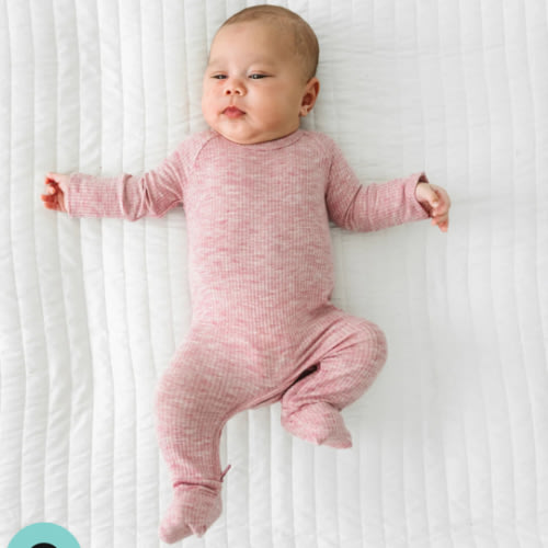 Heather Mauve Ribbed Crescent Zippy - Little Sleepies