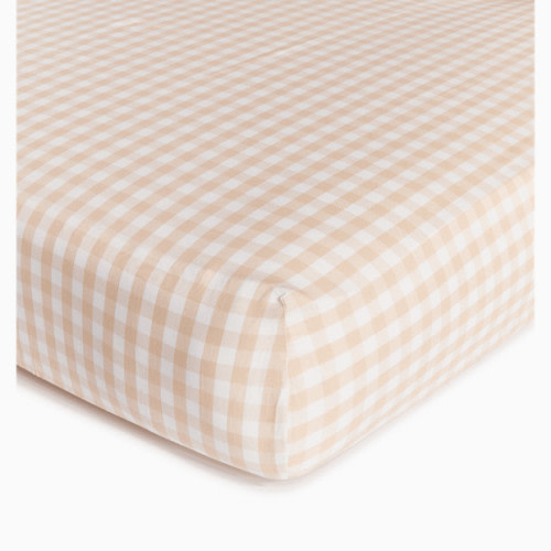 Percale Organic Crib Sheet - Tan Gingham