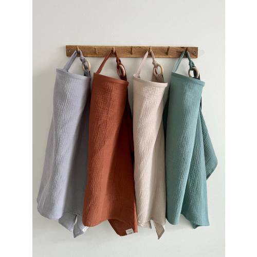 Nursing Cover for Baby Breastfeeding & Pumping | Muslin Double Gauze Cotton | Breast Feeding Apron Shawl Breathable Wire Neutrals Beige