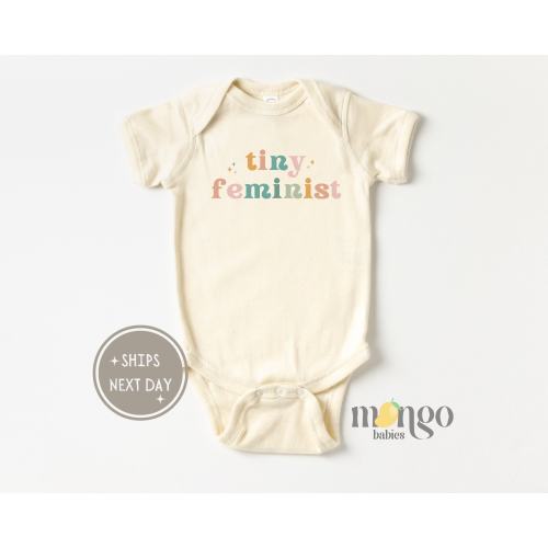 Tiny Feminist Baby Onesies® Brand Cute Baby Shower Gift for Baby Gift Colorful Retro Activism Natural Baby Onesie Toddler Tshirt Girl Shirt