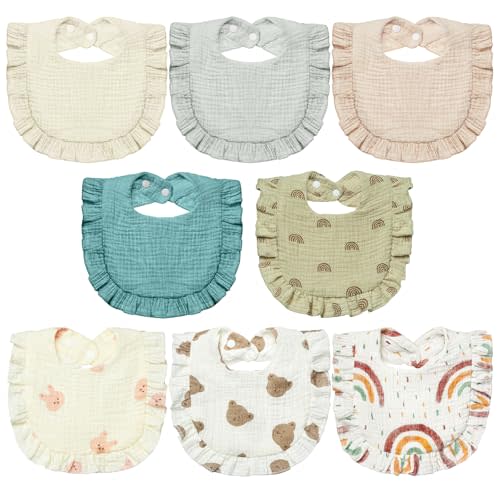 Lictin 8-Pack Muslin Baby Bibs,Bandana Drooling Bibs, Unisex Cotton Baby Bibs, Baby Bibs for Drooling and Teething