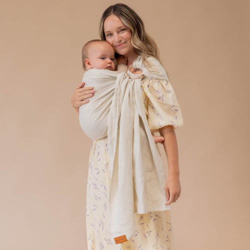 WildBird Linen Ring Sling - Sparrow With Gold Ring, Long 90"