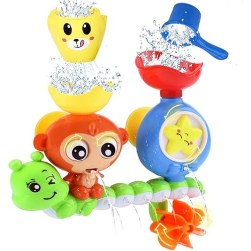 Bath Toys for Kids Ages 1-3 Toddler Bathtub Toys for Babies 1 2 3 Year Old Boys Girls Water Bath Tub Toy for 12 18 Months Infant with Cups