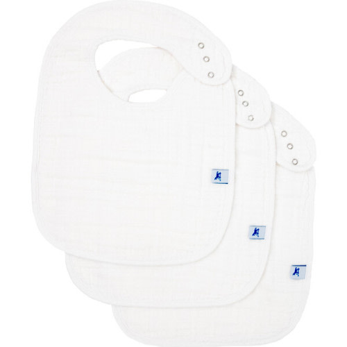 Cotton Muslin Classic Bib, White (Pack Of 3) - Little Unicorn | Maisonette