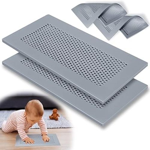 Orzbow Baby Proofing Soft Silicone Vent Cover for Home Wall/Ceiling/Floor Register,Child Proof Floor Air Vent Deflector Cover,Catches Debris Hair & Prevents Creepy Crawlies,Easy Install, Grey,2 Pack