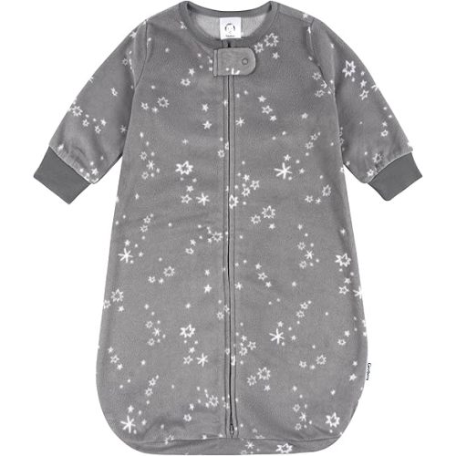 Gerber Baby Unisex Fleece Wearable Blanket, Grey Stars, 0-6 Months