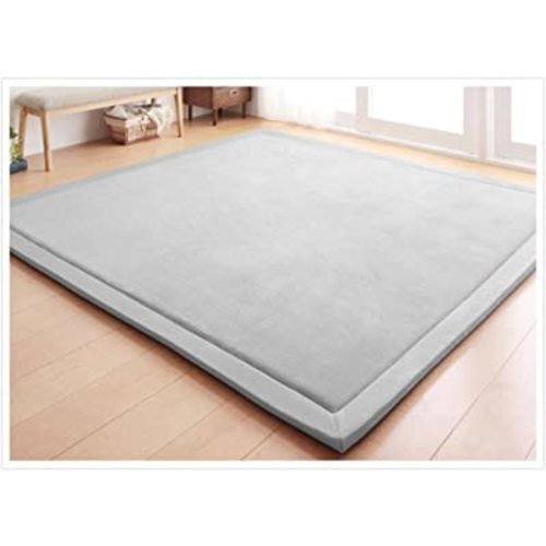 Loartee Nursery Rug Coral Velvet Crawling Area Rugs Crawling Mat(4'9"x4'9", Gray) for Toddler Children Play Mat Yoga Mat Exercise Pads Carpet