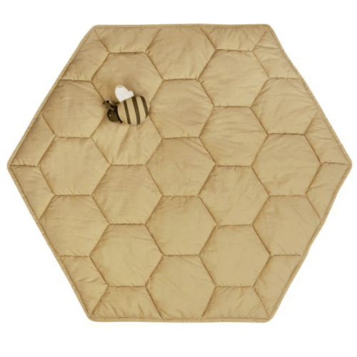 Honeycomb Play Mat and Bee Rattle, GOTS Organic Cotton Lorena Canals