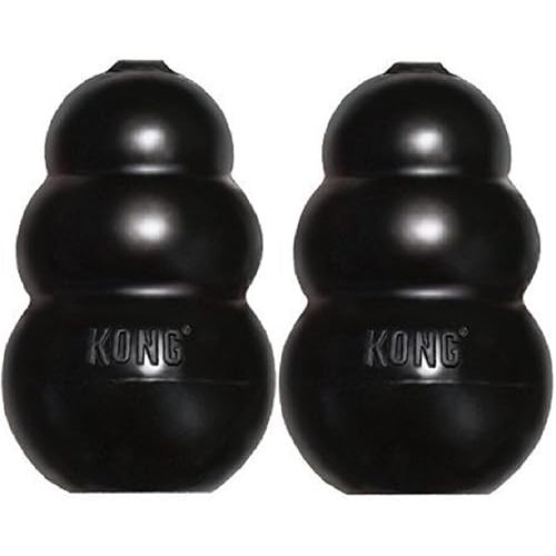 Kong Extreme Dog Toy 2-Pack, Large - Tough Chew Toys for Aggressive Chewers - Black Durable Rubber