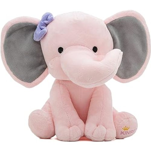KINREX Elephant Stuffed Animals – Stuff Animal Plush Toy for Babies Girls Boys, Elephants Plushie Teddy Bear Toys for Birth Stats Baby Shower Infant Newborn Boy & Girl, Pink Measures 9 Inches