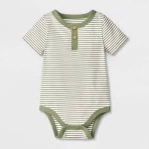 Baby Boys' Henley Bodysuit - Cat & Jack™ Light Blue 0-3M: Front Button, Crotch Snap