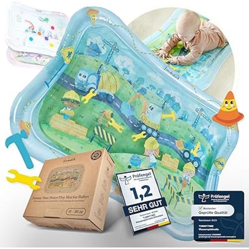 Tummy Time Water Mat XXL for Babies, Premium Montessori Inflatable Water Play Mat Infants and Toddlers 3-36 m, Developed for Motor & Sensory Development by German Educators of Freudeskind