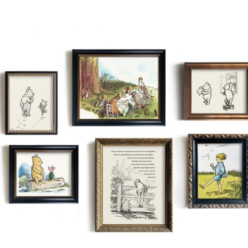 Winnie The Pooh Nursery Wall Art - Vintage Hundred Acre Wood Poster - Toddler Room Decor - Gifts for Winnie Fans Lover - You Are Braver Than You Think - Motivational Quote for Kids Little Boys Bedroom